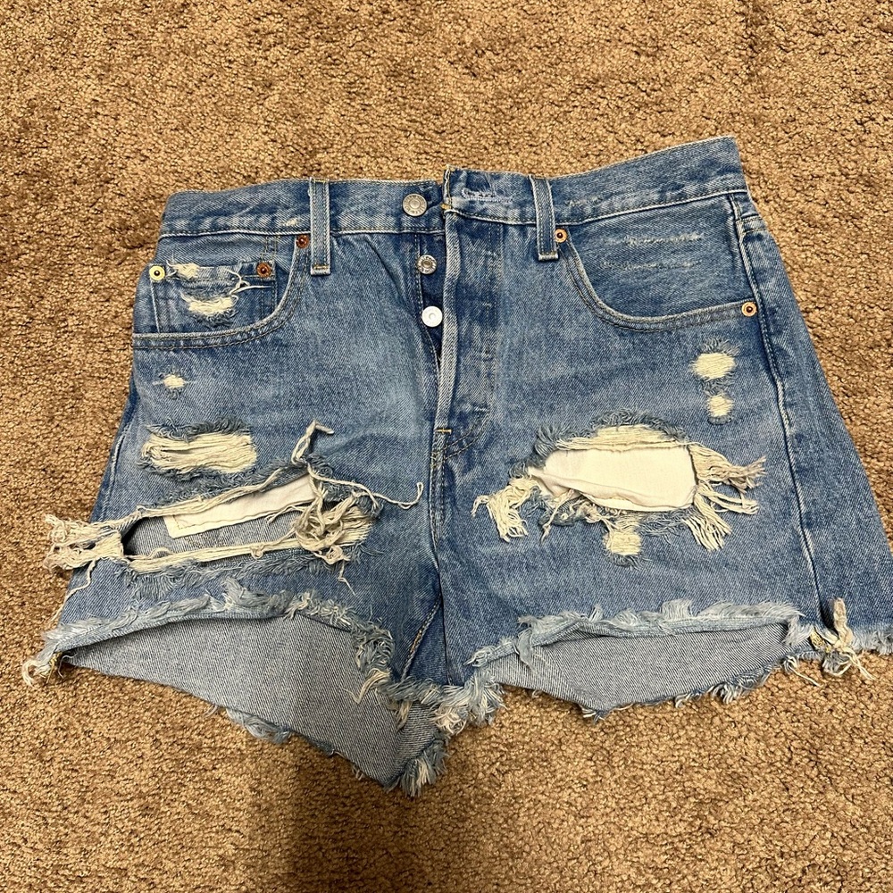 Levi’s 501 Distressed Denim High Waisted Shorts